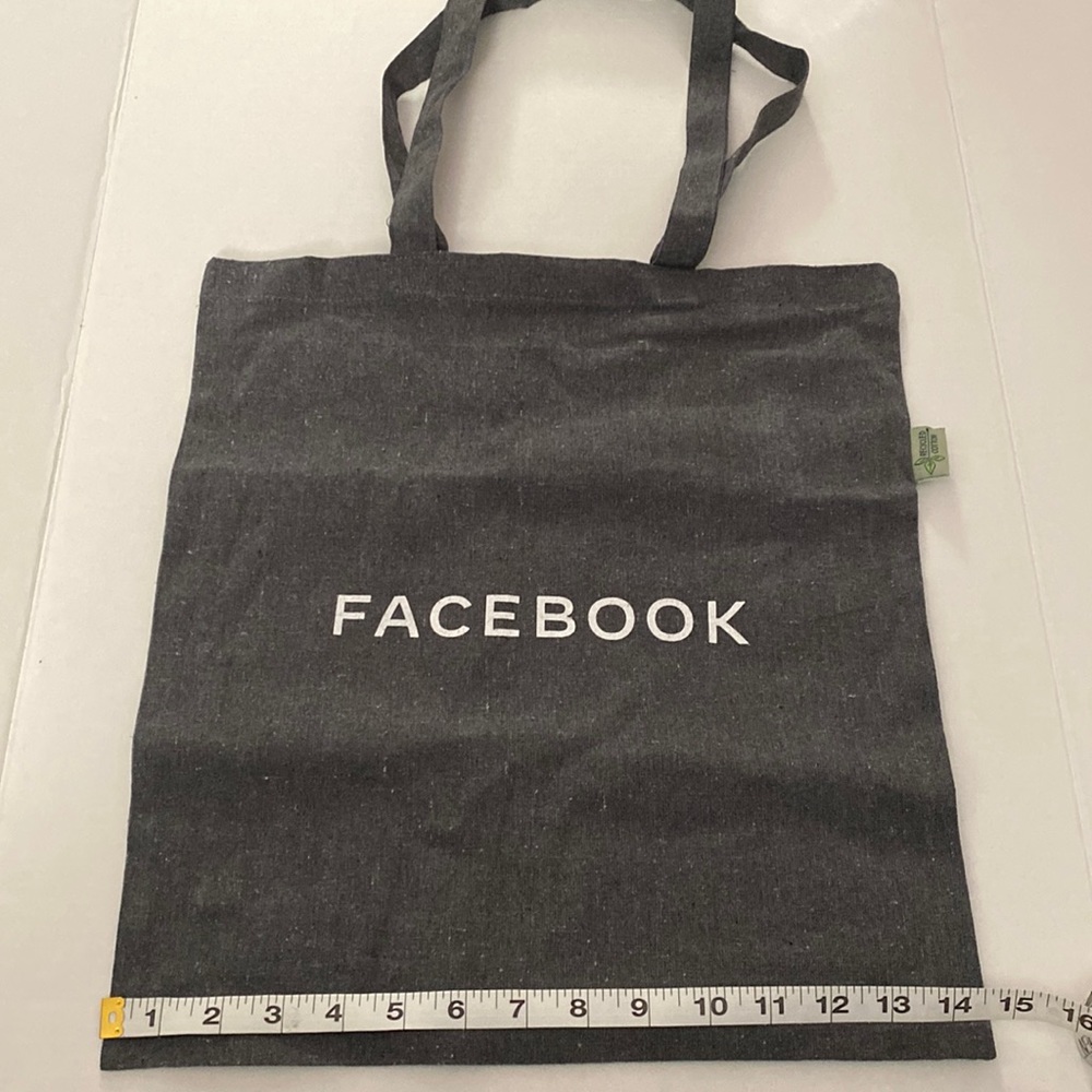 Facebook charcoal gray cotton tote bag